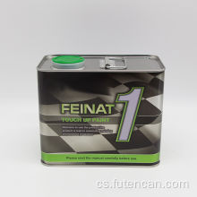 Prázdná plechovka od barvy s plastovým krytem hubice